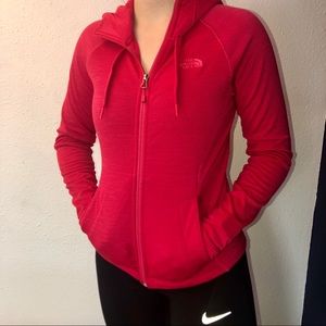 The North Face zip up pink hoodie